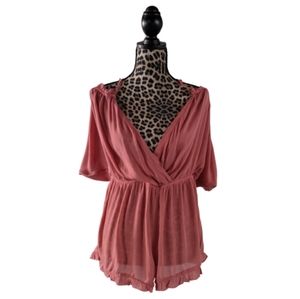 Topshop Women's Boho Coral Pink Romper Medium New With Tags